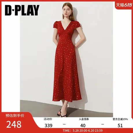 DPLAY2025年夏季新款海边度假红色连衣裙女好看气质法式裙子长裙图片
