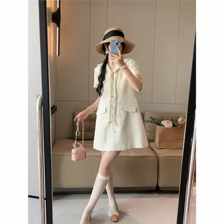 爵莱菲大码短袖优雅气质海军领小香风连衣裙女短款夏季新款韩版图片