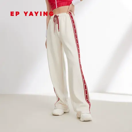 EP YAYING雅莹女装 羊毛空气层抽绳休闲直筒裤 2024春装新品6419A商品大图