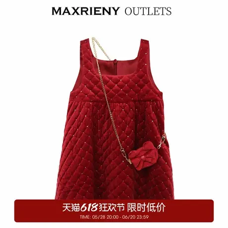 【奥莱】MAXRIENY女童装圣诞娃娃裙子冬款无袖背带连衣裙图片