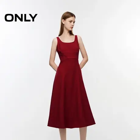 ONLY冬季气质修身纯色圆领吊带连衣裙礼服裙女|124307056图片