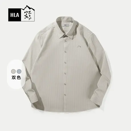 HLA/海澜之家山不在高系列长袖衬衫25春夏新款翻领文字刺绣衬衣男商品大图