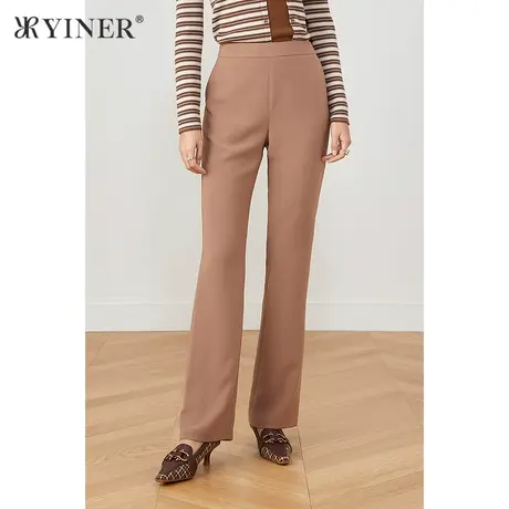 YINER音儿女装2021秋季新款弹力舒适简约休闲裤图片