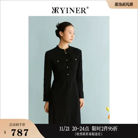 【新中式】YINER音儿专选冬季立领蚕丝羊毛针织连衣裙图片