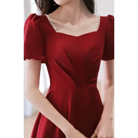 敬酒服新娘2024新款结婚缎面回门便装订婚礼服女法式高级感连衣裙图片