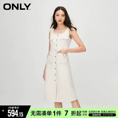 ONLY冬季气质圆领立体纽扣修身牛仔连衣裙女|123442015图片