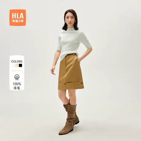 HLA/海澜之家纯羊毛针织衫25春季新经典半高领优雅气质毛衣女装图片
