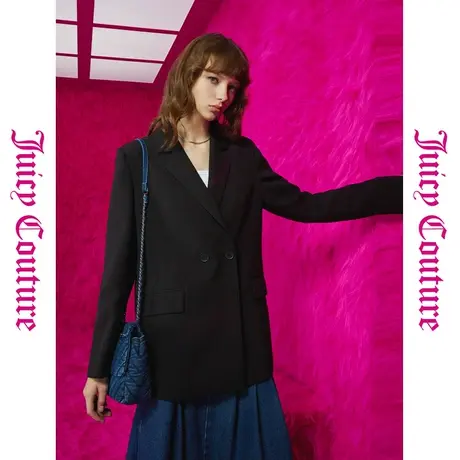 Juicy Couture橘滋23初秋冬新款时髦都市logo扣翻驳领女式外套图片