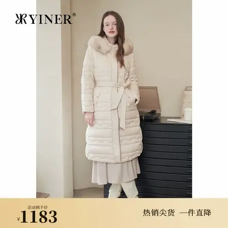 【高克重】YINER音儿专选2024冬季新款可拆狐狸毛领厚实羽绒服图片