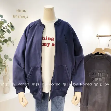 秋冬款加厚外套女韩国东大门刺绣字母休闲加绒拉链卫衣棒球服大码图片