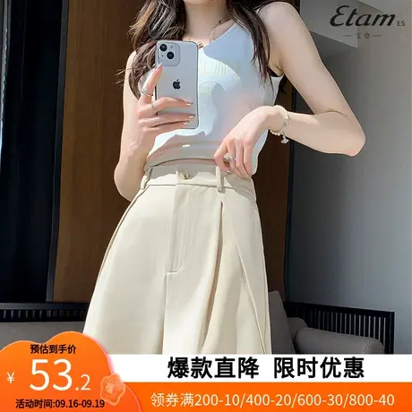 【艾格】西装短裤女高腰显瘦2023夏新款宽松显瘦阔腿五分裤YZ033图片