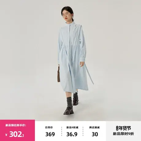 omont蛋挞家 复古衬衫连衣裙春季新款高腰显瘦高级感中长裙子图片