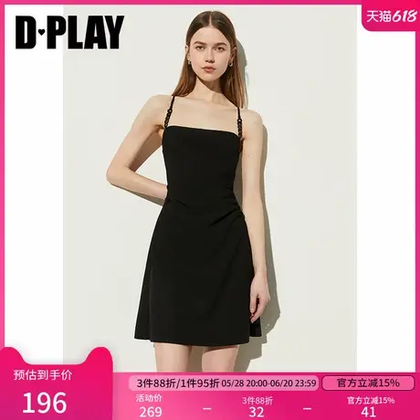 DPLAY年夏季气质法式黑色修身吊带裙连衣裙女裙子小黑裙图片
