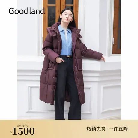 【安可拉红】Goodland美地2024冬季新款长款过膝加厚保暖羽绒服图片