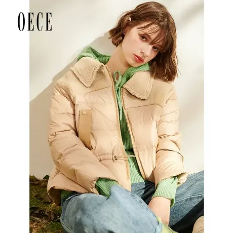 Oece冬新款女复古修身羽绒服短款收腰小个子气质外套图片