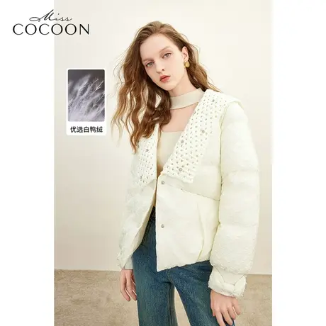 MISSCOCOON千金玛德琳设计感娃娃领羽绒服女2023冬装新款减龄外套图片