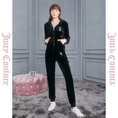 Juicy Couture橘滋奢华丝绒系列烫钻女式休闲裤图片