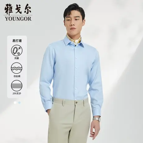 雅戈尔奥莱 男装抗菌衬衫秋季商务纯棉易烫长袖衬衫男商务休闲商品大图