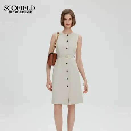 【易打理】Scofield女装老钱风圆领无袖连衣裙收腰A字2025秋新品图片