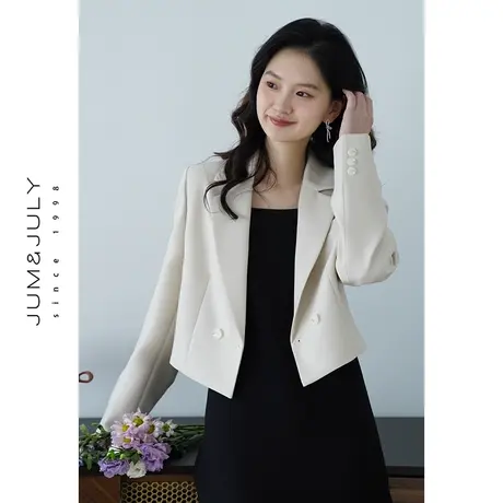 嘉茱莉春季新款休闲西装外套女小个子短款外套上衣一粒扣小西服图片