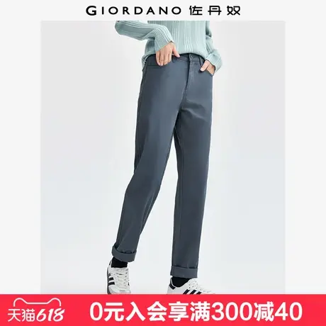 佐丹奴裤子女新款梭织纯棉磨毛通勤直筒裤撞色明线休闲裤05414065图片