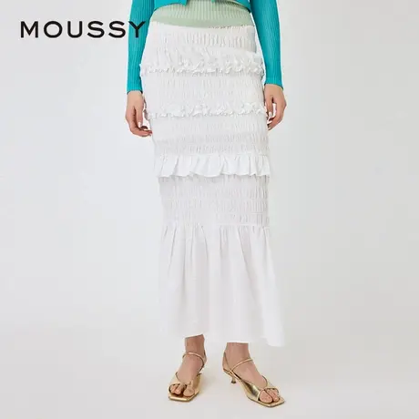 MOUSSY 夏季法式优雅温柔风木耳边半身裙女010HSS30-1320图片