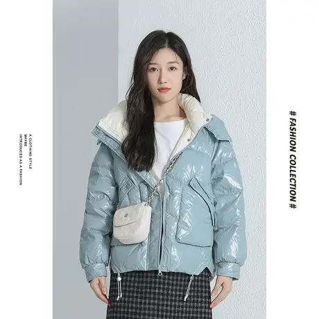 [商场同款]唐狮冬季羽绒服女基础款连帽反光面料羽绒服甜美加厚图片