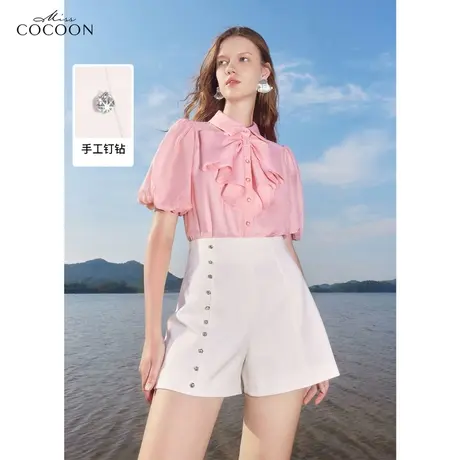 missCOCOON时尚裤子2023夏装新款女装经典高腰小众百搭短款休闲裤图片