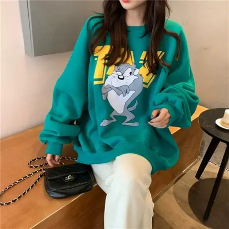 chic港味卫衣女2020秋冬宽松韩版上衣加绒加厚waitmore外套潮ins图片