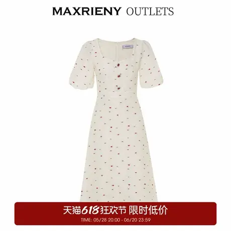 【奥莱】MAXRIENY小红心连衣裙复古提花泡泡袖图片