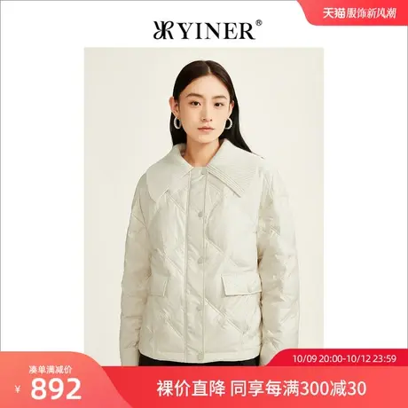 YINER音儿女装2022冬新款针织衬衫式羽绒服高级感图片