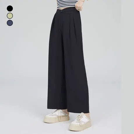 妖精的口袋高腰阔腿裤女2023秋季新款宽松薄款显瘦直筒休闲长裤潮图片