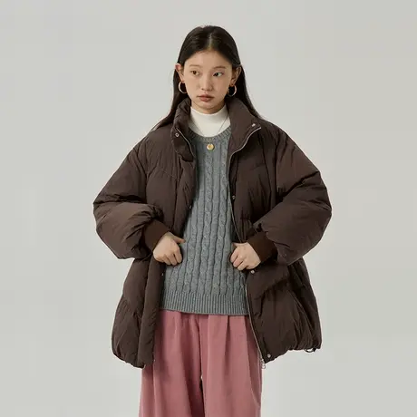 omont蛋挞家 90白鸭绒羽绒服女冬季新宽松中长款保暖加厚外套图片