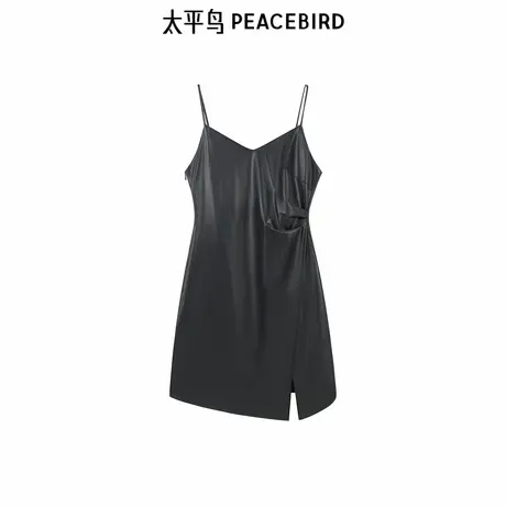 太平鸟女装2024年秋季新款PU连衣裙A1FAE3546图片
