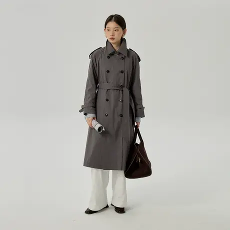 omont蛋挞家 复古双排扣风衣外套女2023秋季新款宽松高级感大衣图片