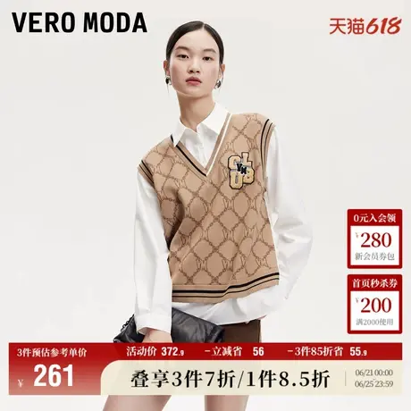 Vero Moda奥莱衬衫女春夏新款假两件针织拼接休闲学院风上衣流行图片