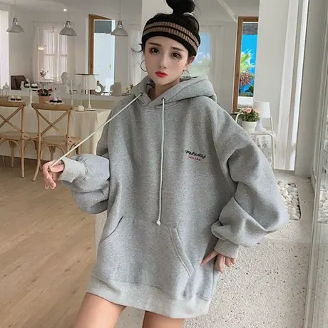 vetiver卫衣女秋冬宽松韩版ins上衣bf慵懒风加绒加厚waitmore外套图片