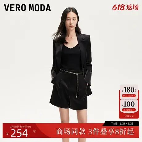 Vero Moda短裤2025春季新款光泽感面料带腰链短裤通勤325115003图片