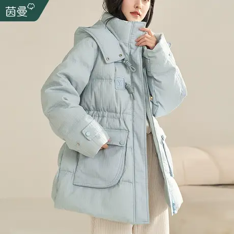 茵曼旗舰店派克羽绒服女2023年冬季新款小个子中长款棉服羽绒外套图片