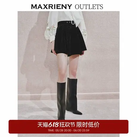 【奥莱】MAXRIENY法式感丝绒裤裙复古气质短裤女半身裙图片