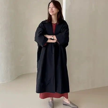 新款风衣女中长款韩版宽松大码休闲时尚气质文艺范长袖开衫外套潮图片