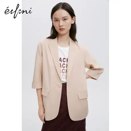 【商场同款】伊芙丽2020秋装新款一粒扣粉色西装外套女1B7212101图片