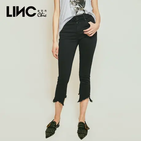 断码清仓LINC金羽杰2023秋季新款毛边九分裤铅笔裤水洗牛仔裤女图片