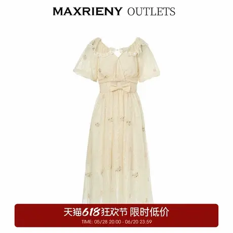 【奥莱】MAXRIENY欧式田园风茶歇裙网纱摆裙法式复古连衣裙图片