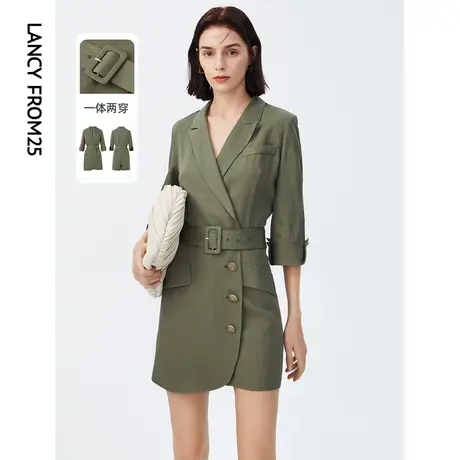 朗姿高腰直筒西装连体裤女2022夏奥莱新款法式气质修身显瘦连体衣图片