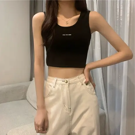 辣妹无袖小吊带背心女夏季百搭显瘦美背外穿设计感小众运动上衣潮图片