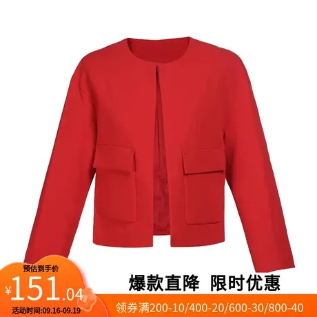 【艾格】2022新款休闲落肩外套女文艺简约长袖短款上衣官方旗舰店图片