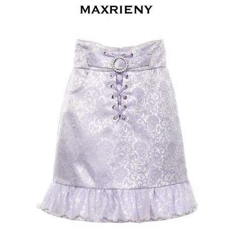 【奥莱】MAXRIENY夏季半身裙女俏皮鱼尾裙复古蕾丝下摆短半裙图片
