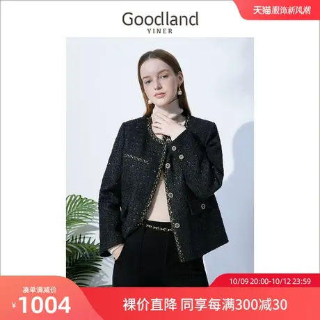 音儿美地女装2022冬季新款短款小香风粗花呢羽绒服外套图片