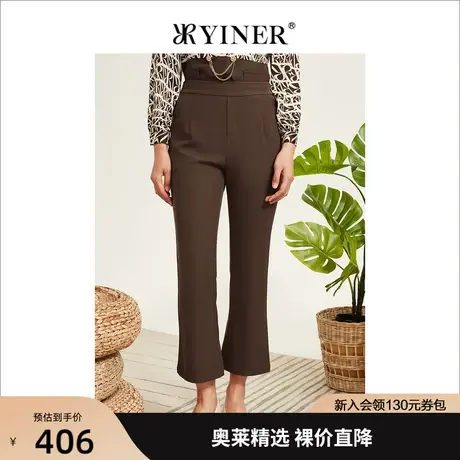 YINER音儿女装2022秋季新款松紧腰直筒休闲裤图片